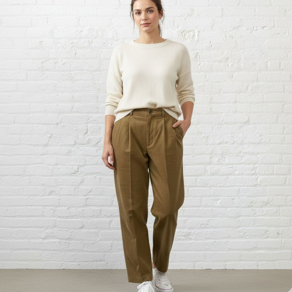 J McLaughlin Vintage Chino Pants 14 High Rise Olive Cotton USA Casual Office